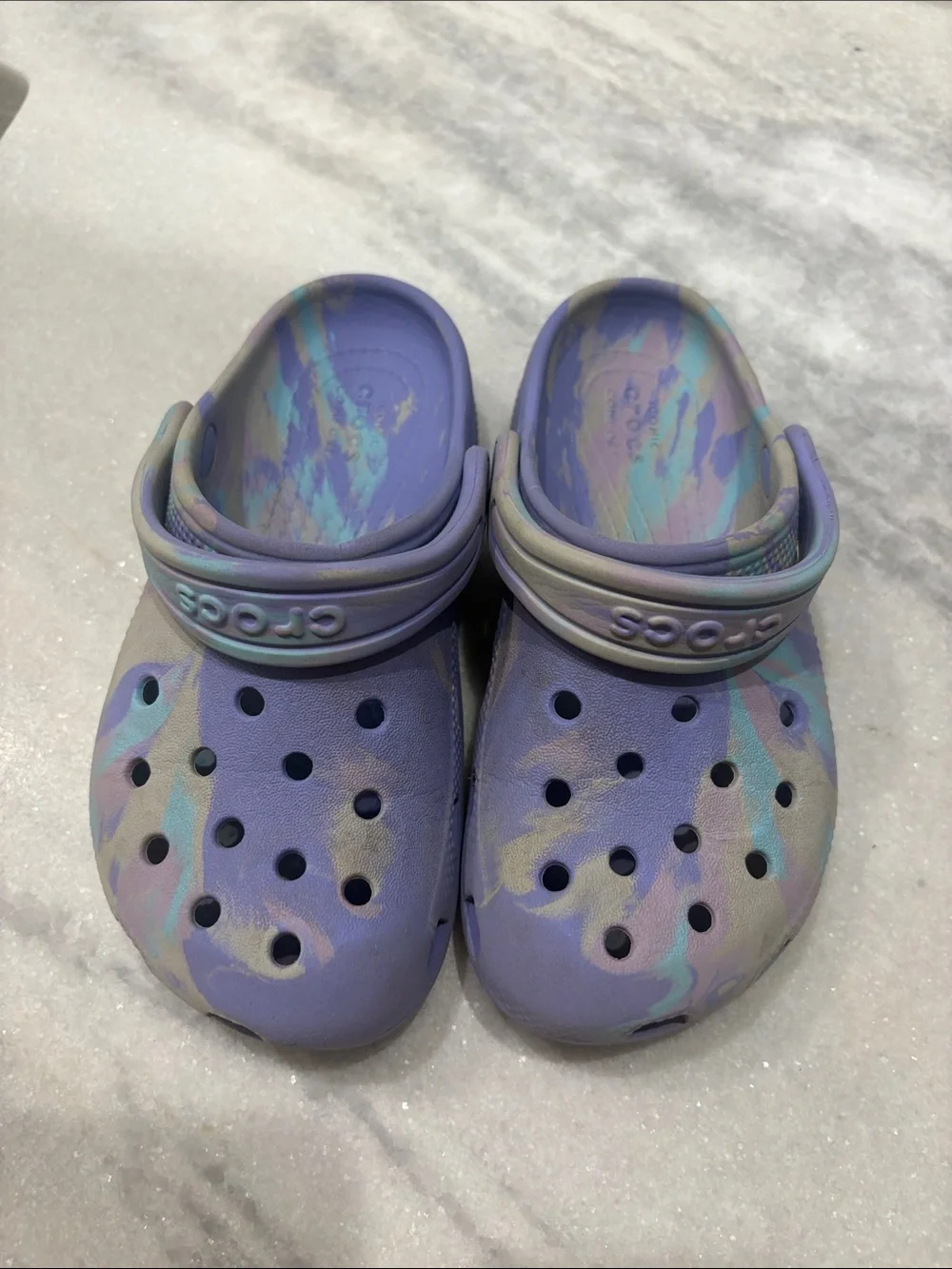 CROCS Kids Tie-Dye Purple Pastel Clogs